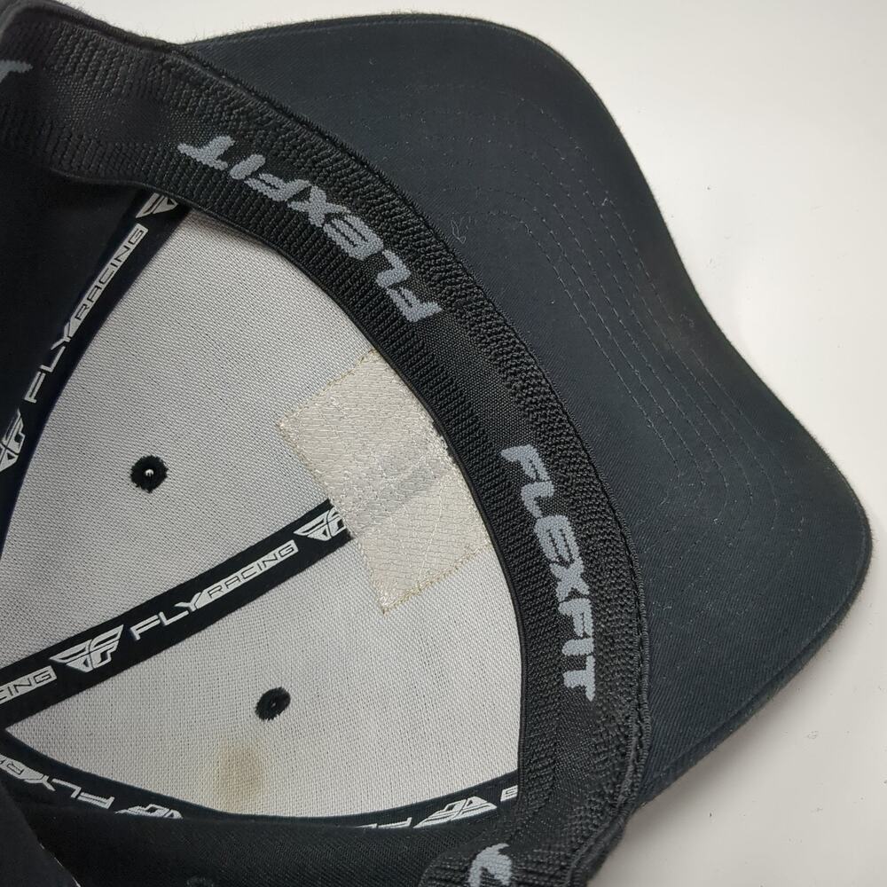 Fly Racing Leather Patch Fitted Hat Solid Black X… - image 8